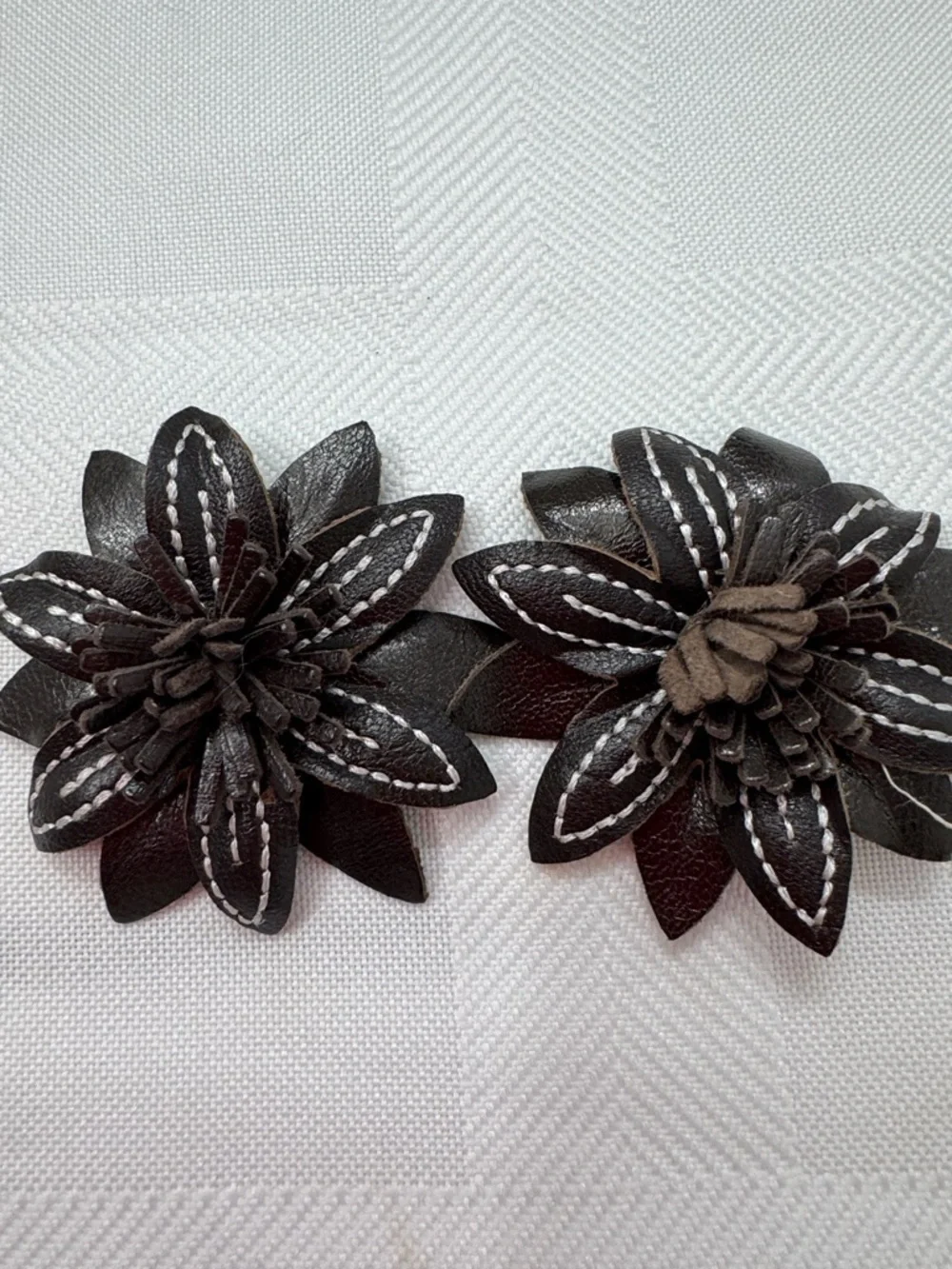 Cream & Brown Fabric Floral Hair Clips - Set of 9 Decorative Accessories